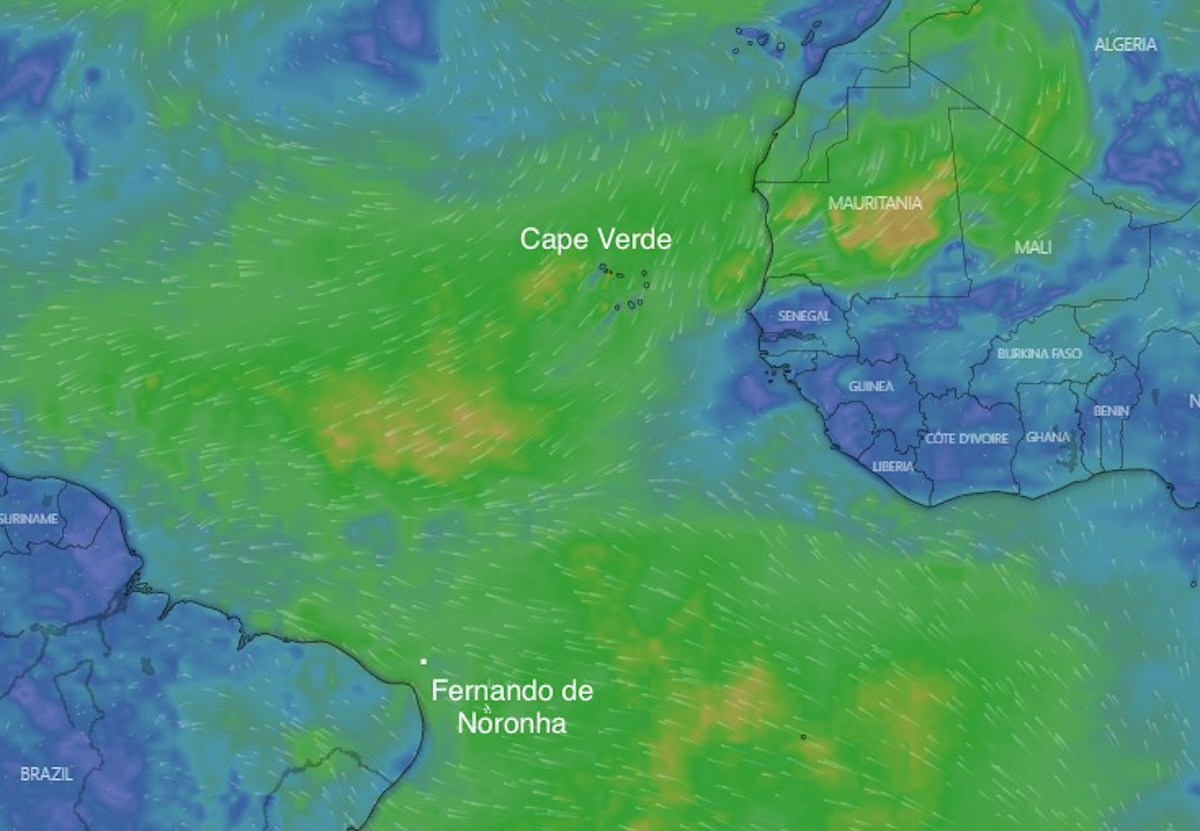 Sailing past the Cape Verde archipelago, leaving the Old World